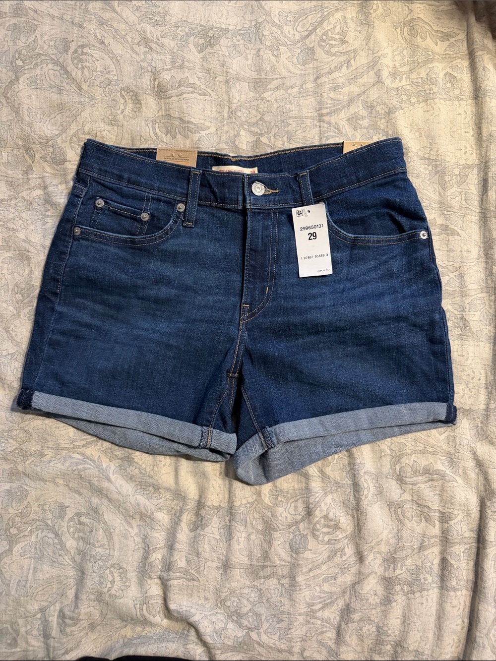 Levi's Dark Blue Rolled Hem Jean Shorts
